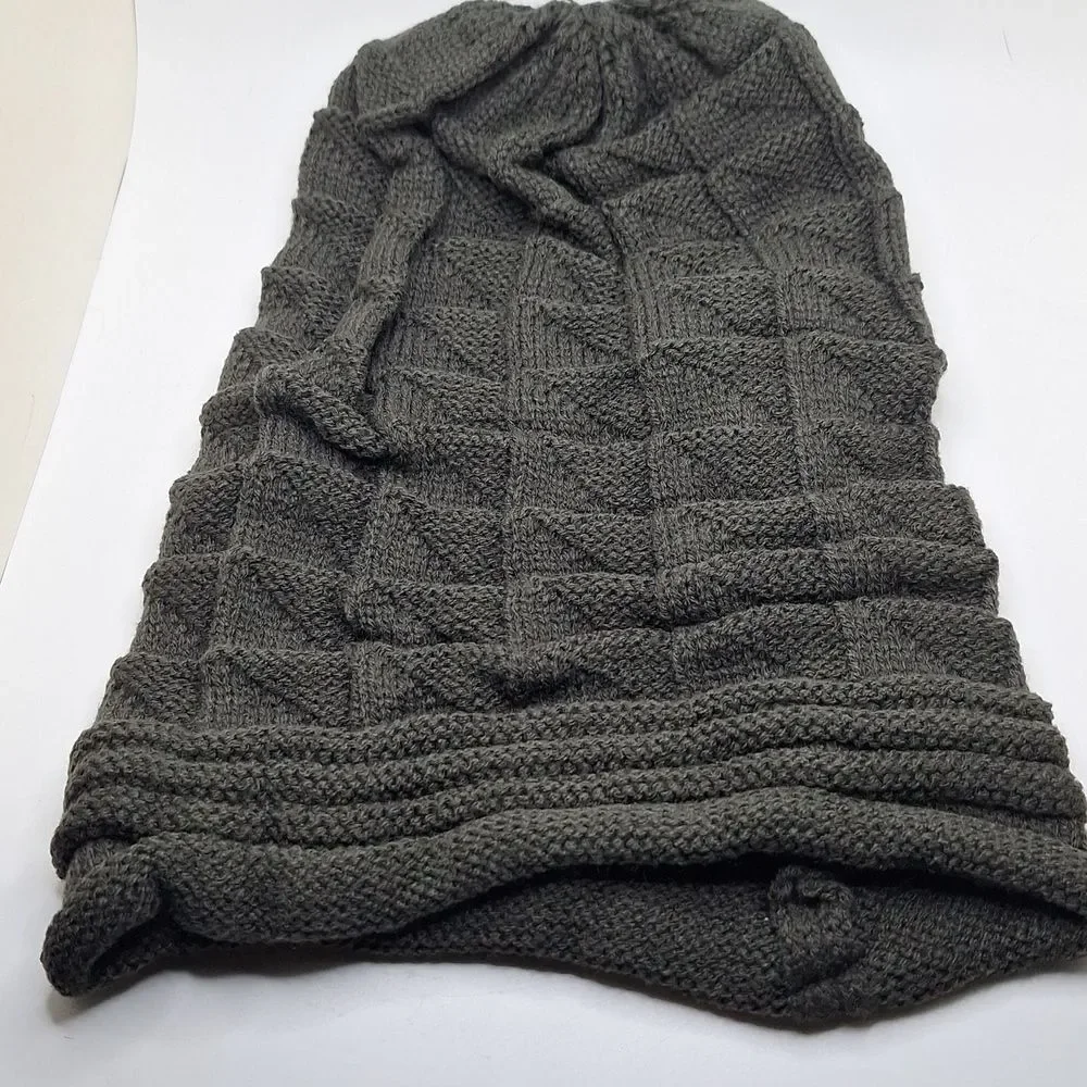 Dark Gray slouchy beanie long knit hat hipster Grunge hat Baggy
